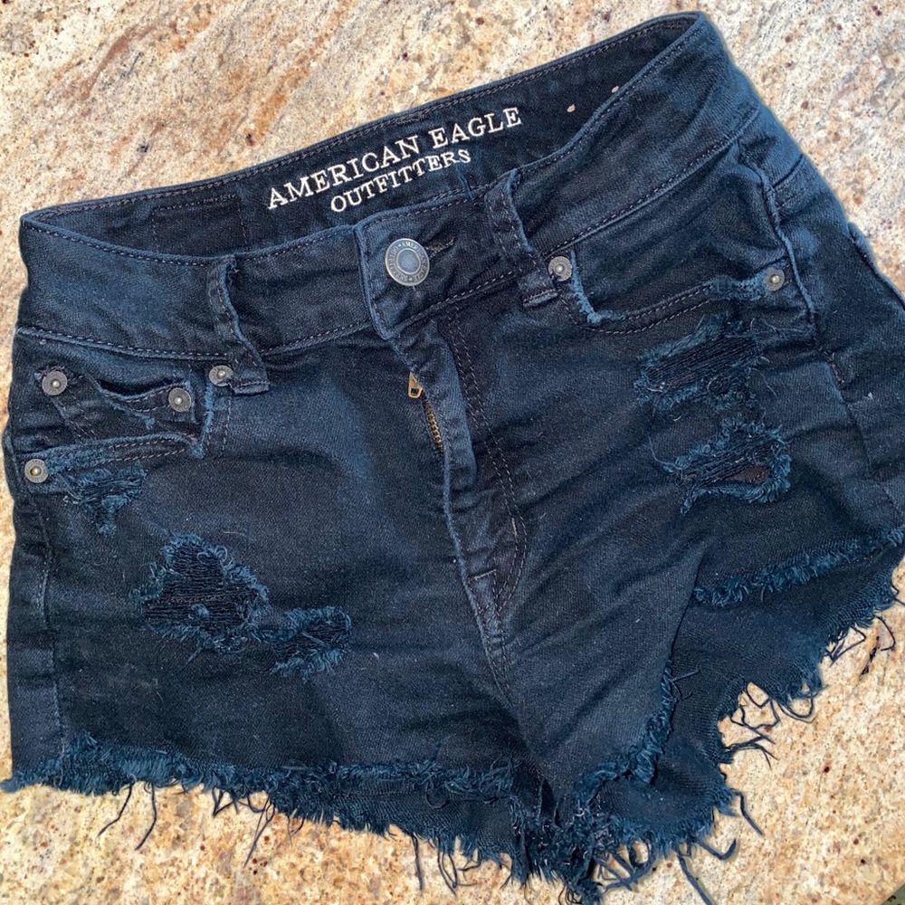 ripped black jean shorts